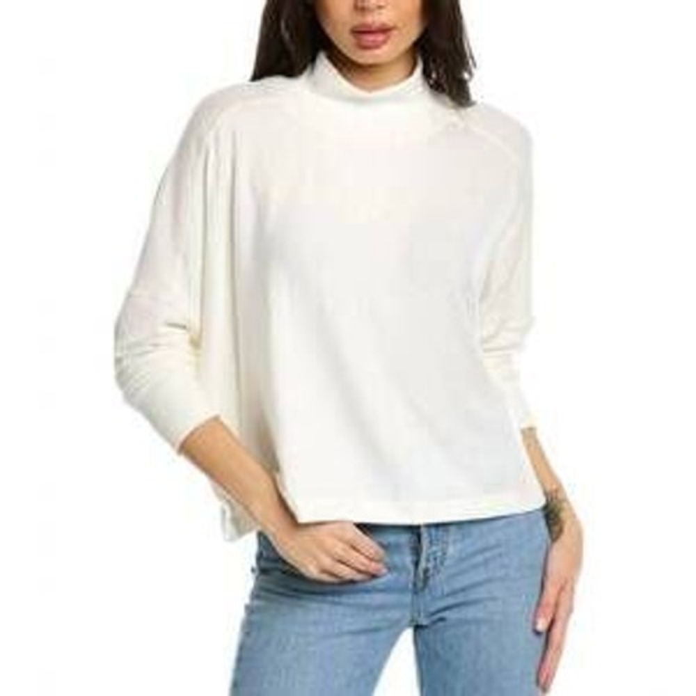 Michael Stars L Large Madison Brushed Jersey Long Sleeve Dolman Mock Neck White - Picture 1 of 12